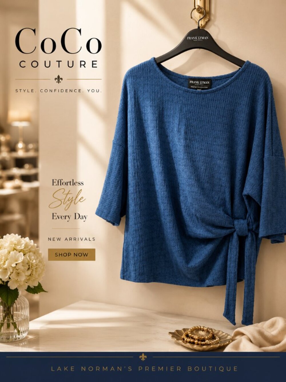 263390 Blue Knot Top by FRANK LYMAN